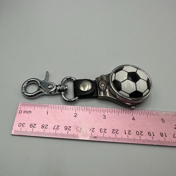 3/$30 Geneva Soccer Keychain Clip Watch Flip Open Hidden Dial New Battery - Picture 11 of 13